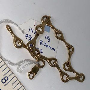 9 3/4" long 14KT Gold Bone Design Bracelet